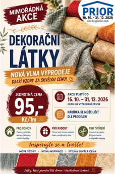 AKČNÍ NABÍDKA ODĚVNÍCH A DEKORAČNÍCH LÁTEK